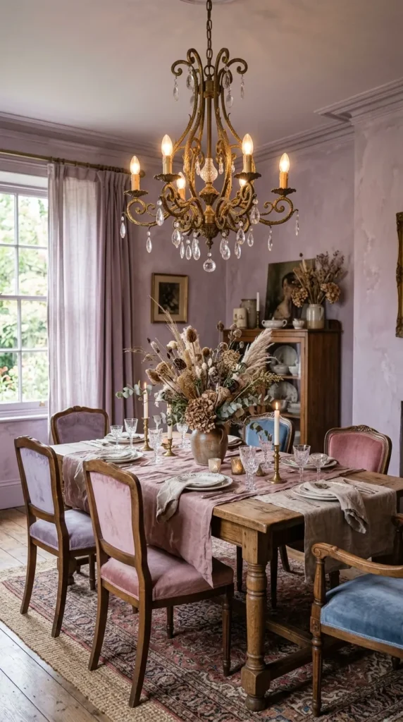 Dusty Lilac With Aged Brass and Dried Botanicals