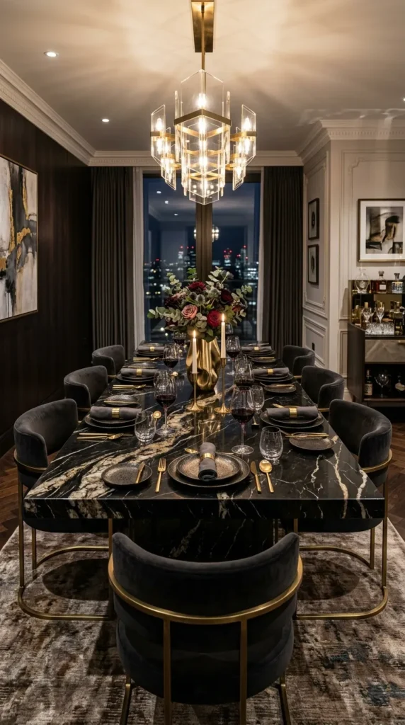 Dark Marble or Stone Table as Anchor