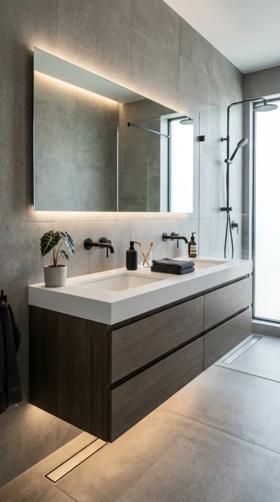 Run the Plumbing Through the Vanity Cabinet for a Clean Wall