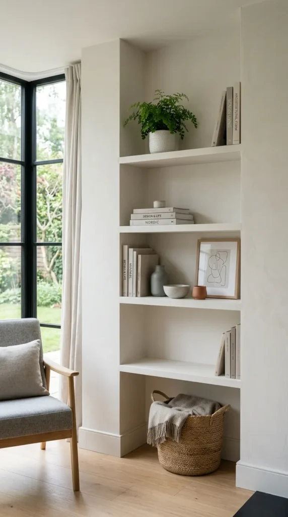 Understated Alcove Shelves with Clean Lines
