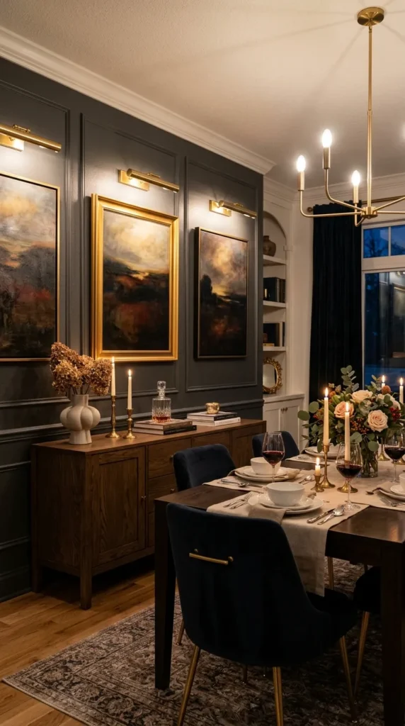 Light Artwork and Sideboards With Picture Lights