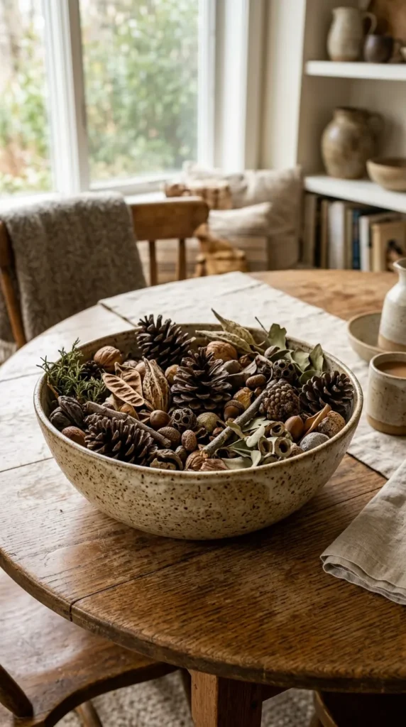 Herb Garden in Small Pots as Functional Centerpiece