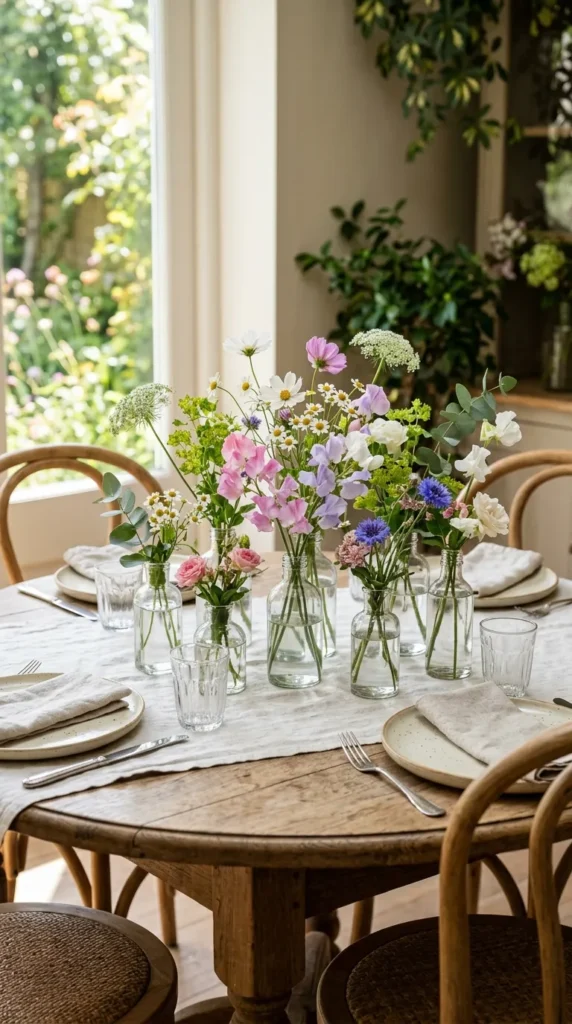 Fresh Flowers From the Garden in Simple Vessels