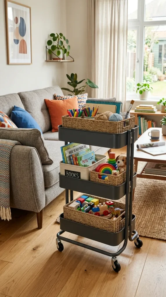 A Low Trolley or Cart That Rolls Away When Not in Use