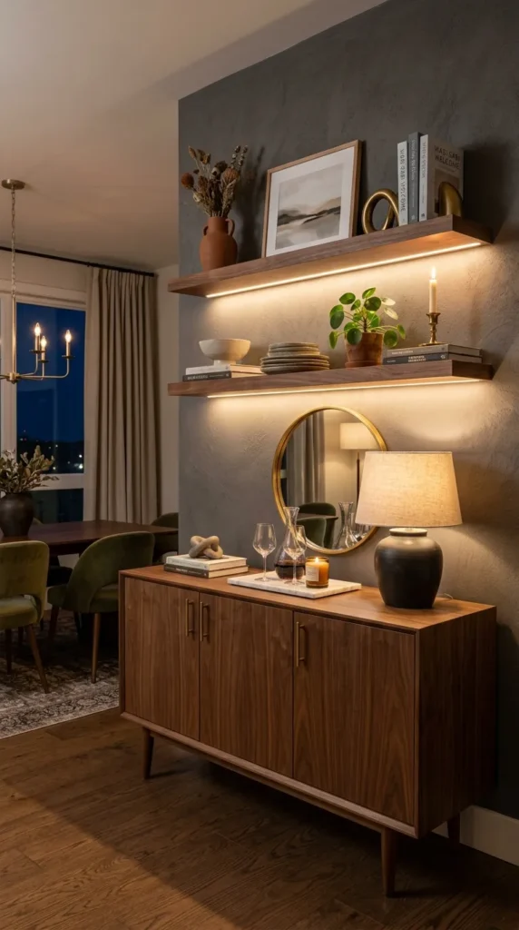 Light the Space Under Floating Shelves or Cabinets