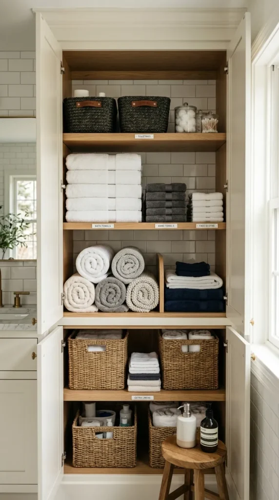 Use a Striped Rug to Make a Narrow Bathroom Feel Wider