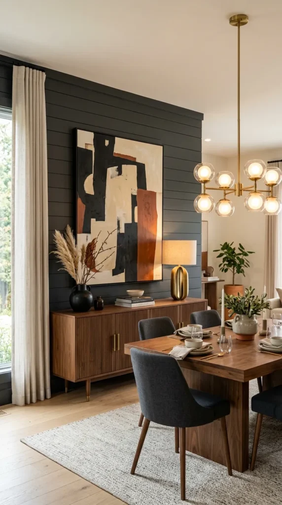 Painted Shiplap Wall in a Deep Moody Shade