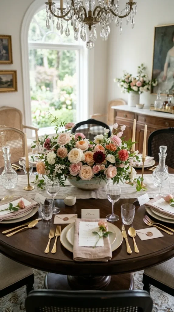 Low Floral Arrangement That Keeps Sightlines Clear