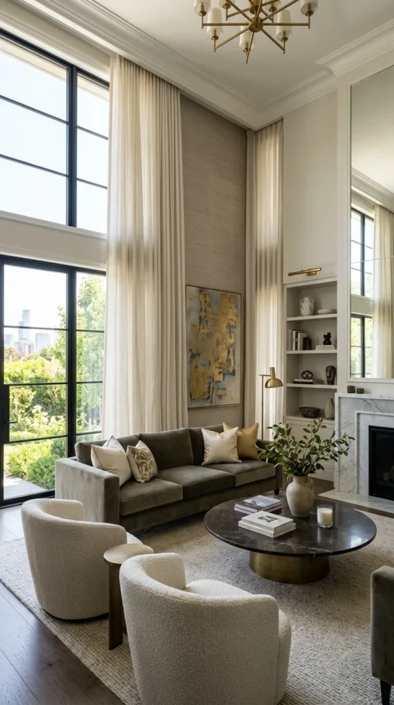 Floor-to-Ceiling Curtains That Maximize Height and Drama