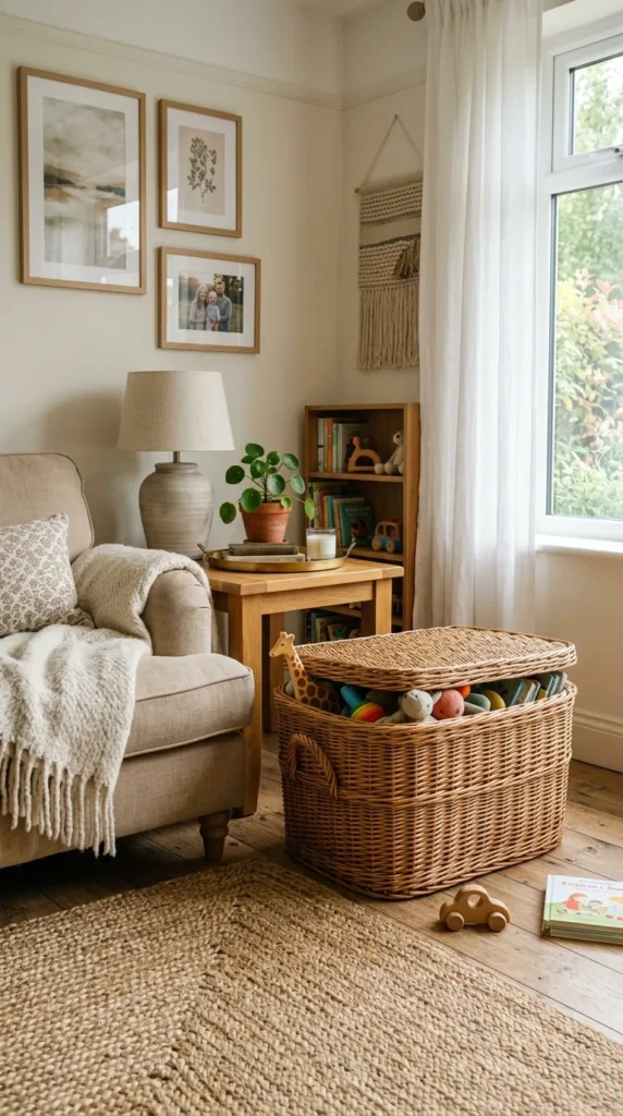 A Large Wicker Basket With a Lid for Quick Tidy-Ups