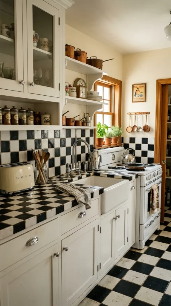 Black and White Patterned Tile Countertops
