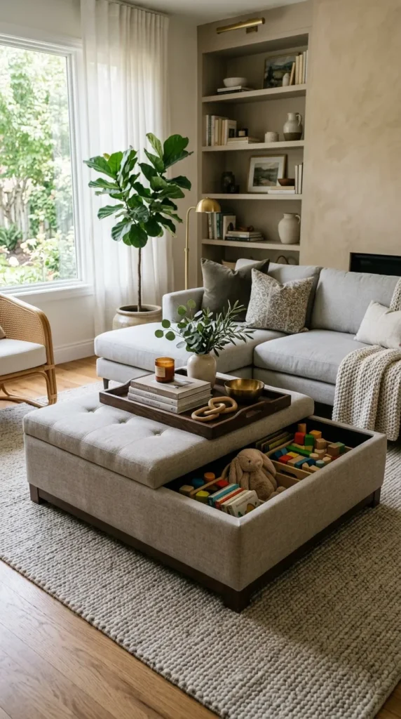A Storage Ottoman That Works as a Coffee Table