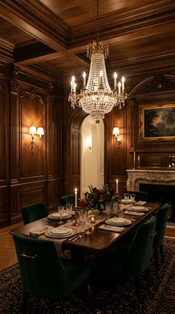 Dark Paneled Walls with Wood or Wallpaper