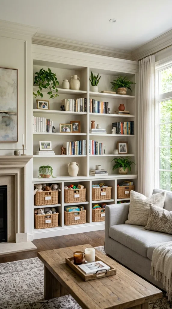 Built-In Shelving With Dedicated Toy Baskets