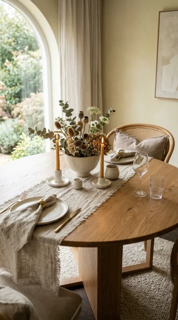 Linen Table Runner Across the Diameter