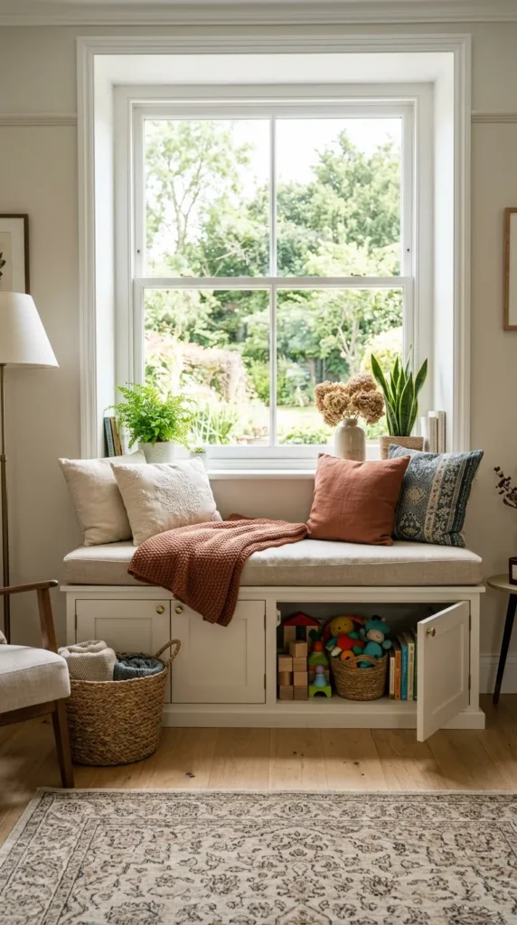 A Bench With Hidden Storage at the Room’s Edge