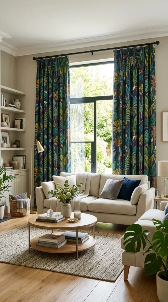 Bold Patterned Curtains as the Room's Statement Element