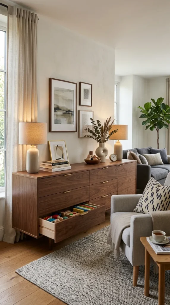 A Low Sideboard With Deep Drawers for Organized Storage