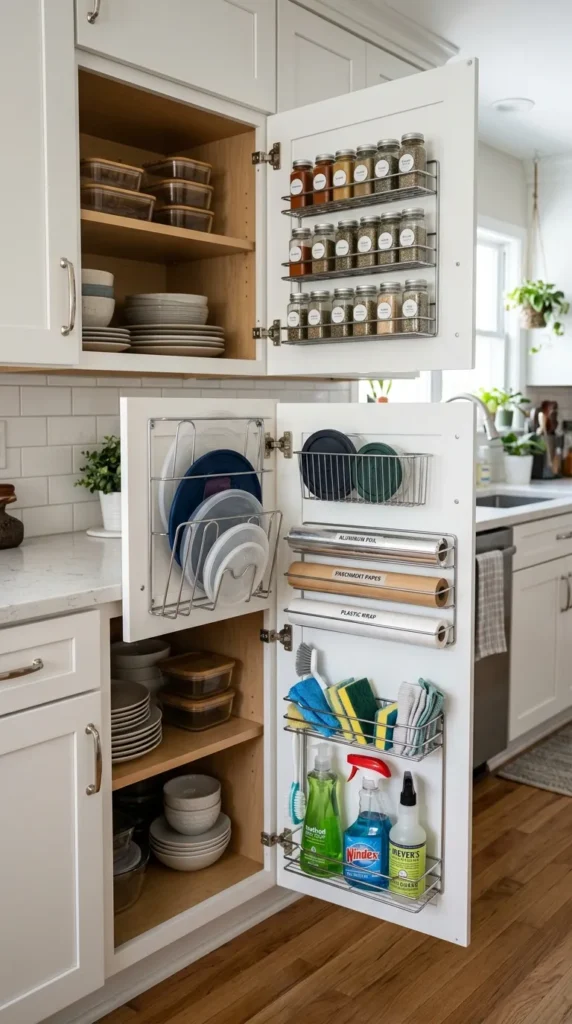 Use the Inside of Cabinet Doors for Storage