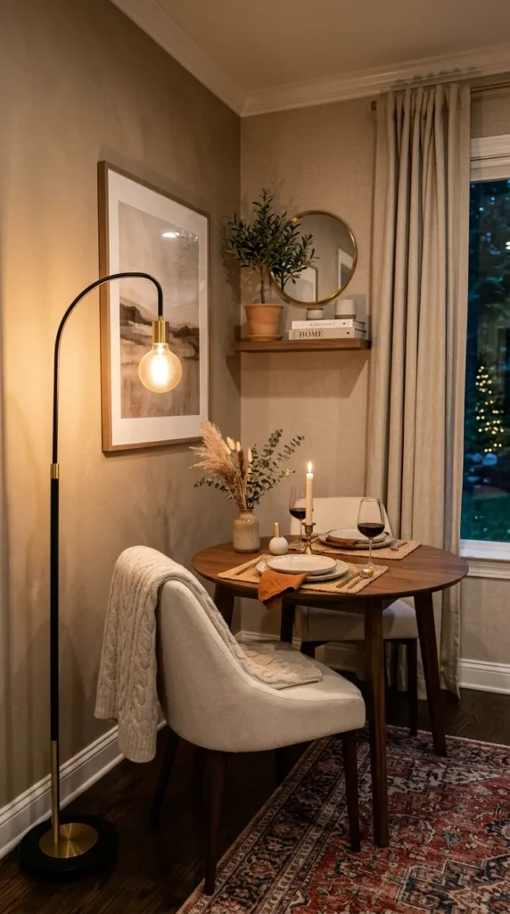 Place Floor Lamps in Dining Room Corners for Softness