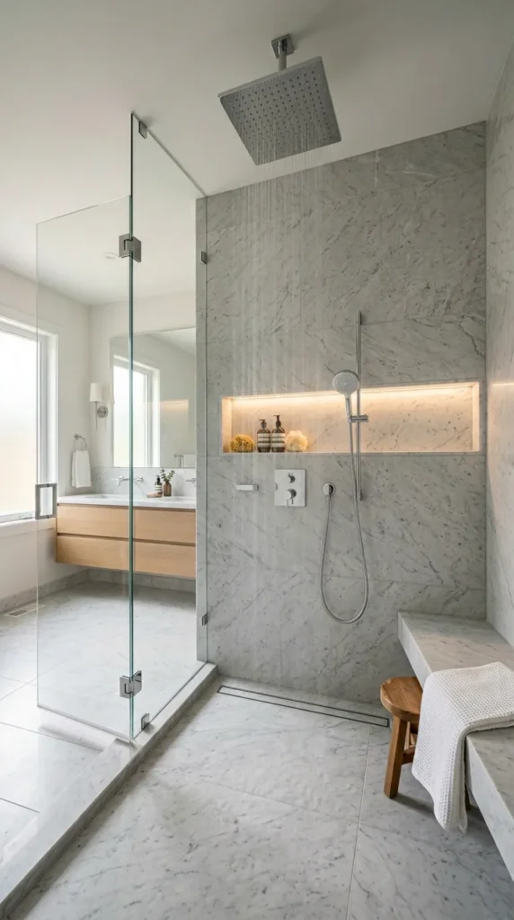 Position the Shower Head on the Long Wall