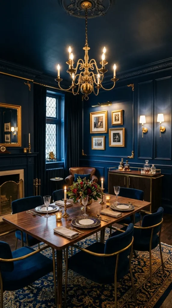 Deep Navy Blue Walls and Ceiling Combined