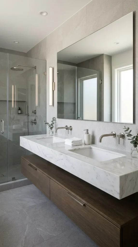 Consider Undermount Basins for the Cleanest Double Vanity