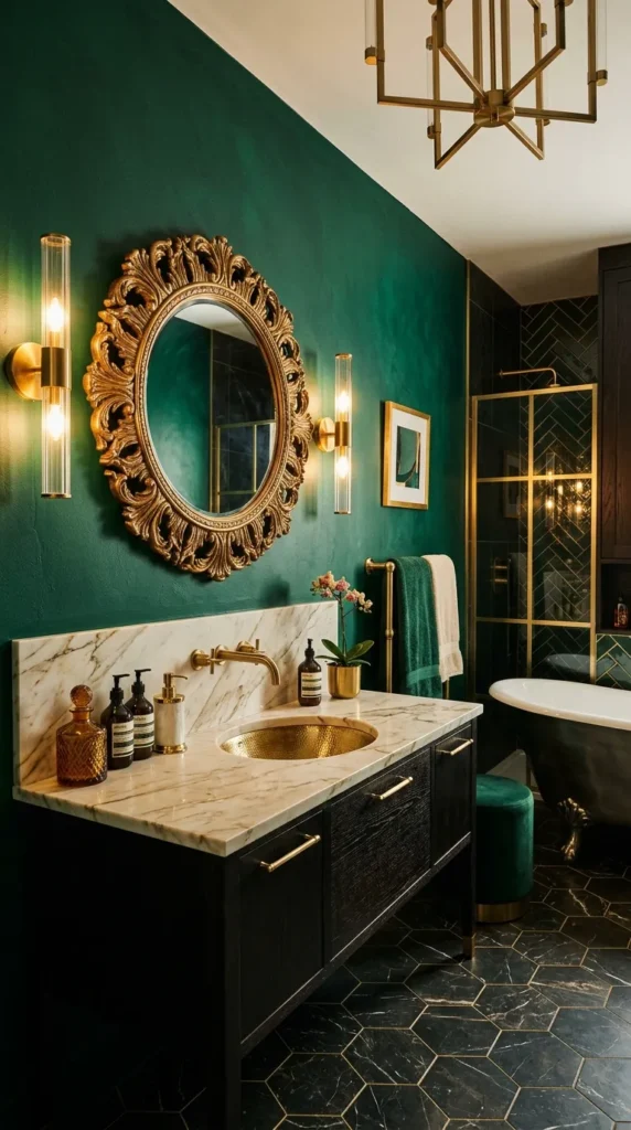 18 Bathroom Ideas That Create Beautiful, Functional Spaces 5 Bold Colored Bathroom with Personality