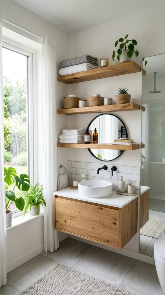 18 Bathroom Ideas That Create Beautiful, Functional Spaces 12 Warm Wooden Bathroom with Natural Materials