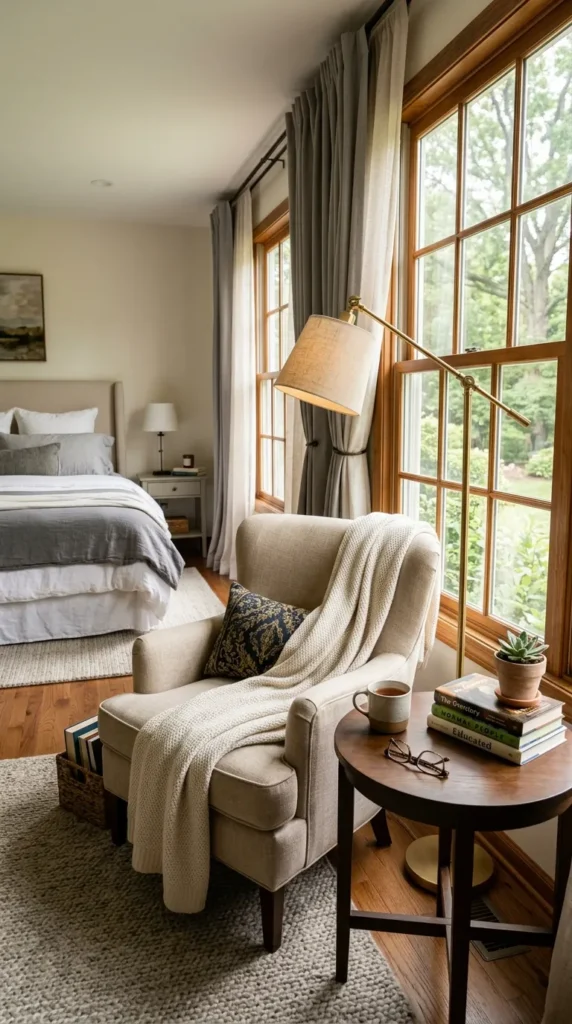 A Master Bedroom With a Dedicated Reading Corner