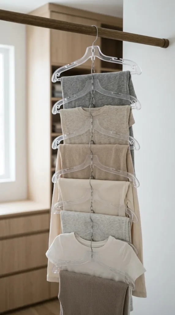 Double Your Closet Rod Space with Cascading Hangers