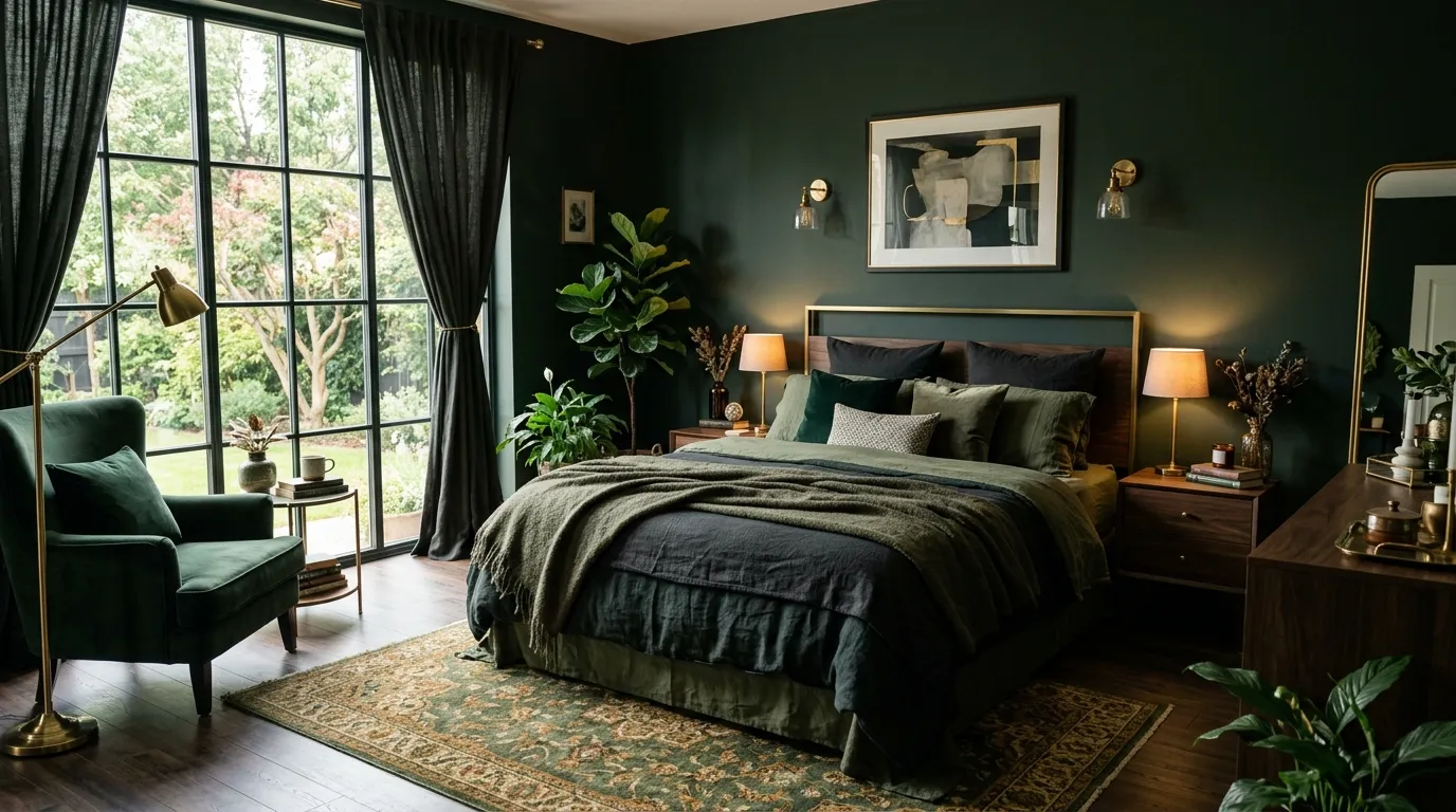 Dark Green Moody Bedroom Ideas