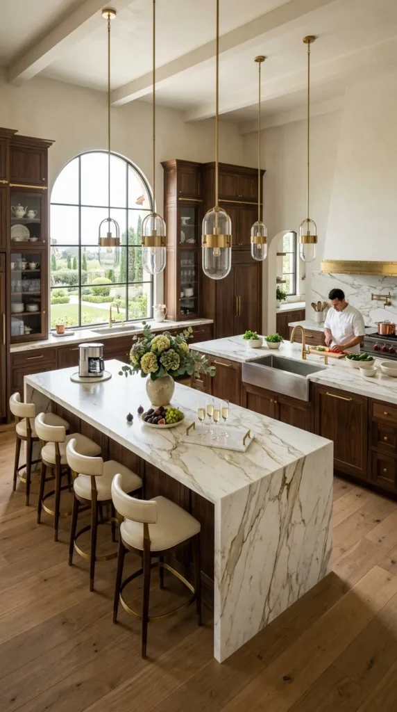 The Kitchen Layout with Working Island and Social Island