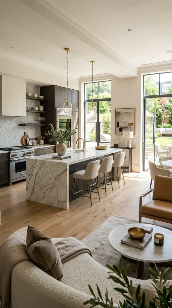 Open Plan Kitchen Layout with Island as Room Divider
