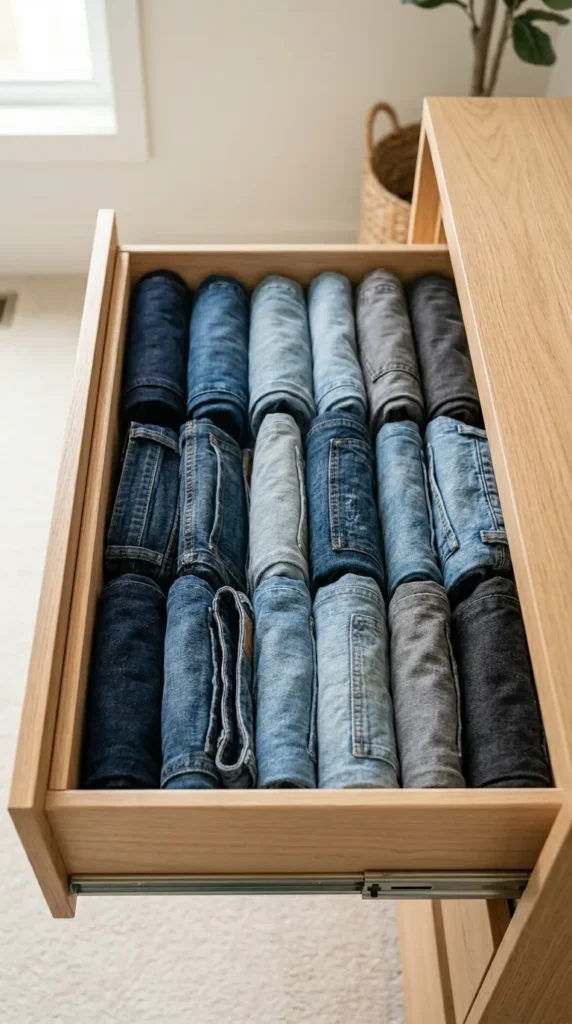 Store Jeans Vertically Like Files