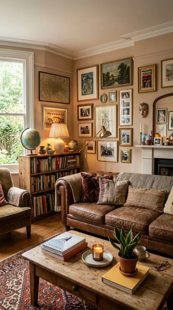 Warm Accent Colors with Brown Couch