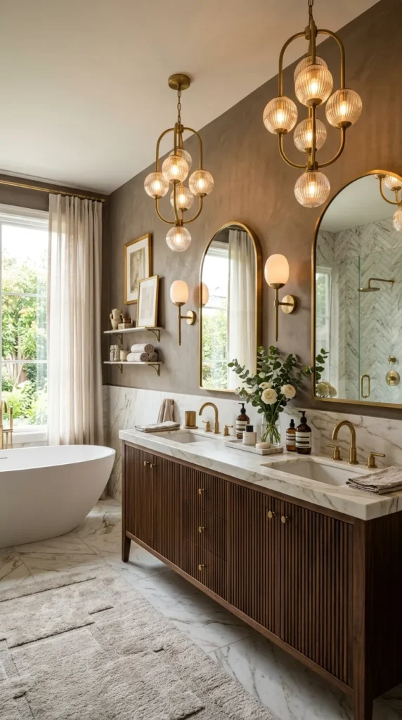 18 Bathroom Ideas That Create Beautiful, Functional Spaces 13 Statement Lighting Bathroom with Design Features