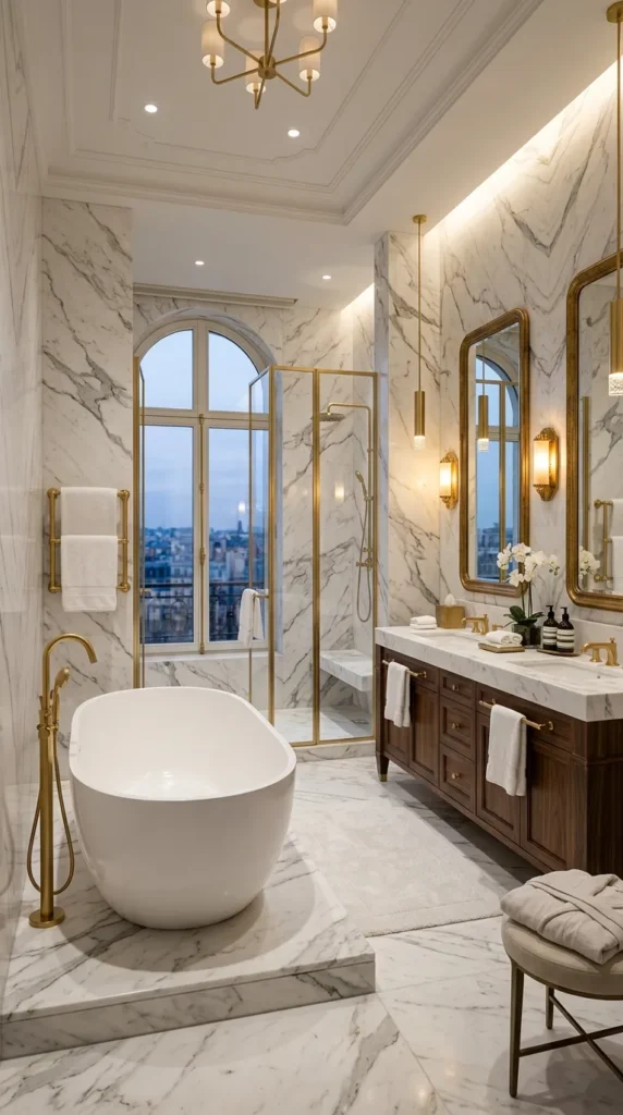 18 Bathroom Ideas That Create Beautiful, Functional Spaces 7 Luxurious Marble Bathroom