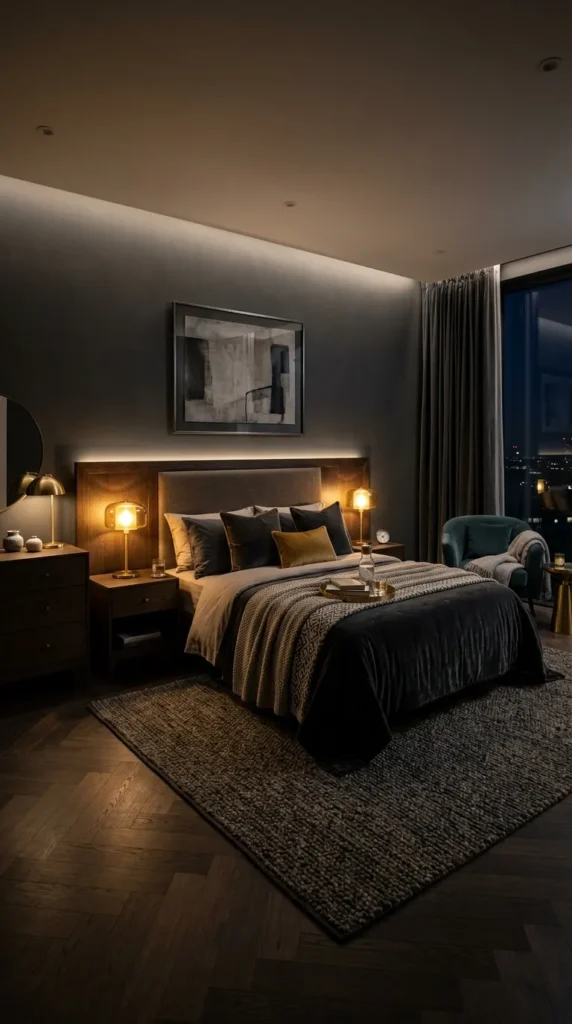 A Dark, Moody Master Bedroom for Atmospheric Intimacy