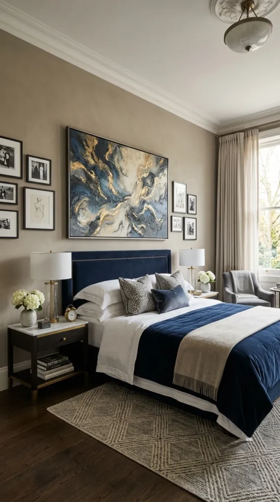 A Master Bedroom With Art as Its Defining Feature