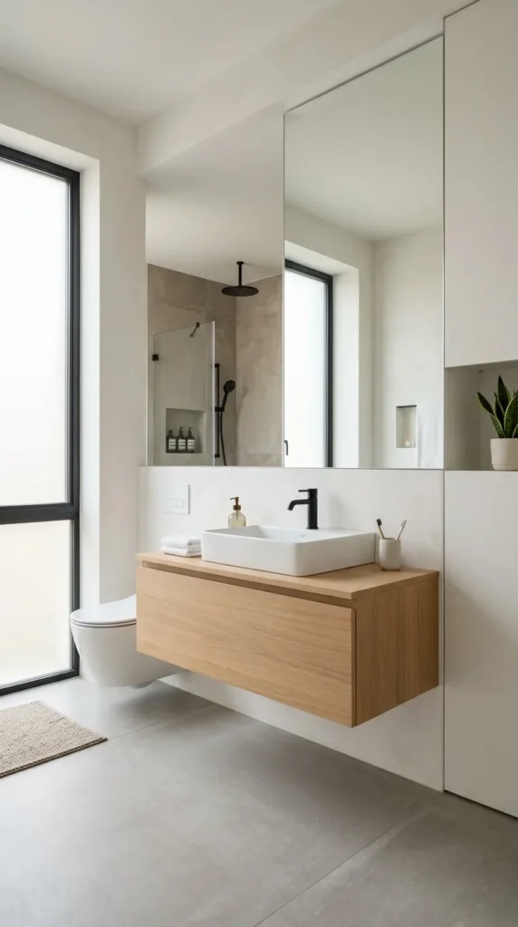 18 Bathroom Ideas That Create Beautiful, Functional Spaces 6 Modern Minimalist Bathroom with Clean Lines