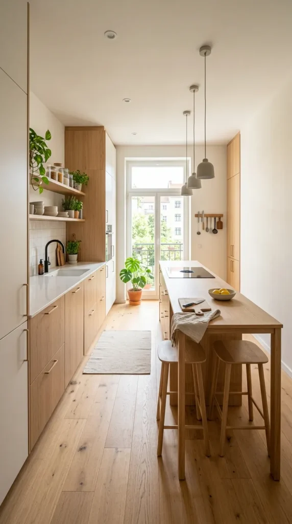 The Narrow Kitchen Layout with Slim Island
