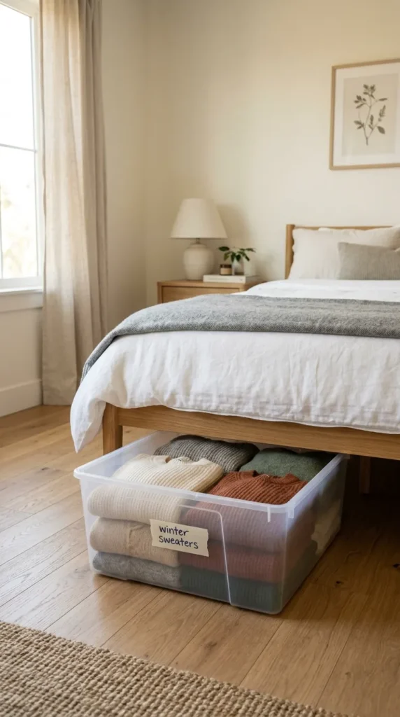 Keep Under-Bed Storage Organized with Labeled Bins