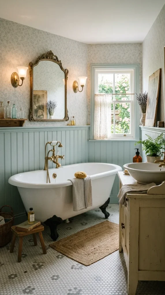 18 Bathroom Ideas That Create Beautiful, Functional Spaces 11 Open Shelving Bathroom with Styled Display