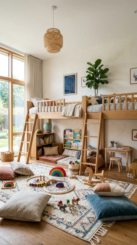 Twin Loft Beds with Play Space