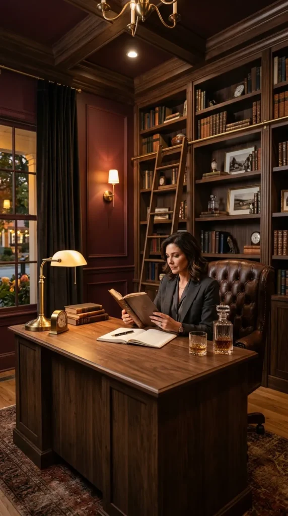 Burgundy Home Office Design