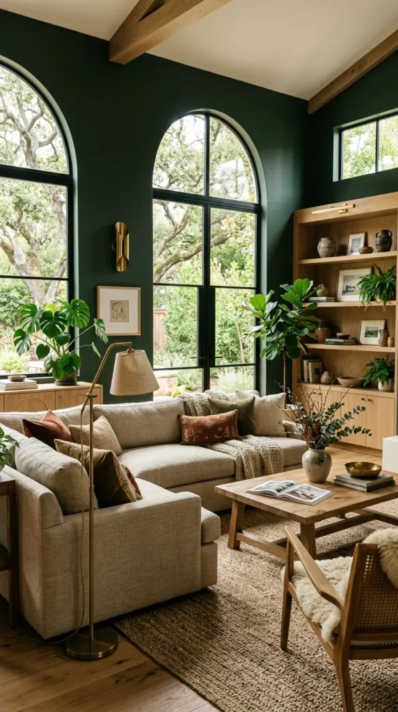 Dark Green and Natural Linen