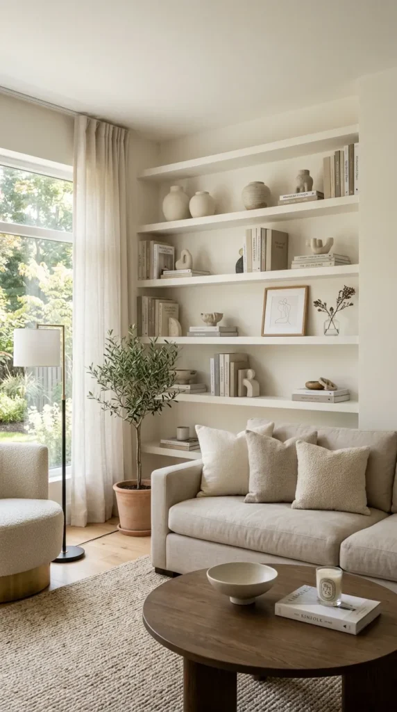 Painted Shelves That Disappear Into the Wall