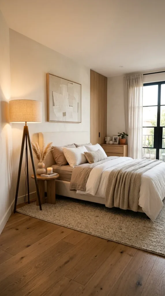 A Floor Lamp in the Bedroom Corner for Ambient Fill