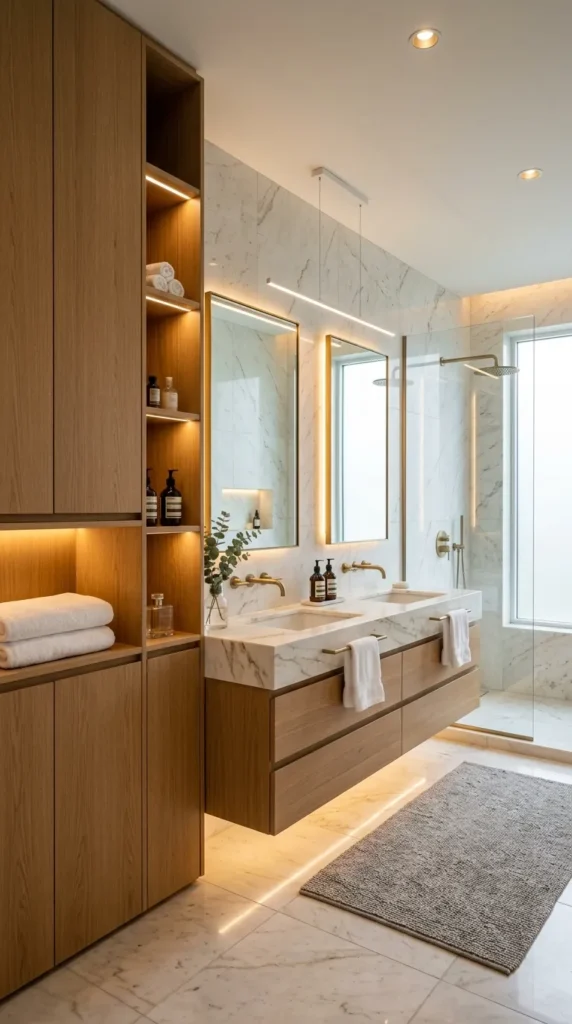Custom Built In Bathroom Cabinetry for Complete Cohesion
